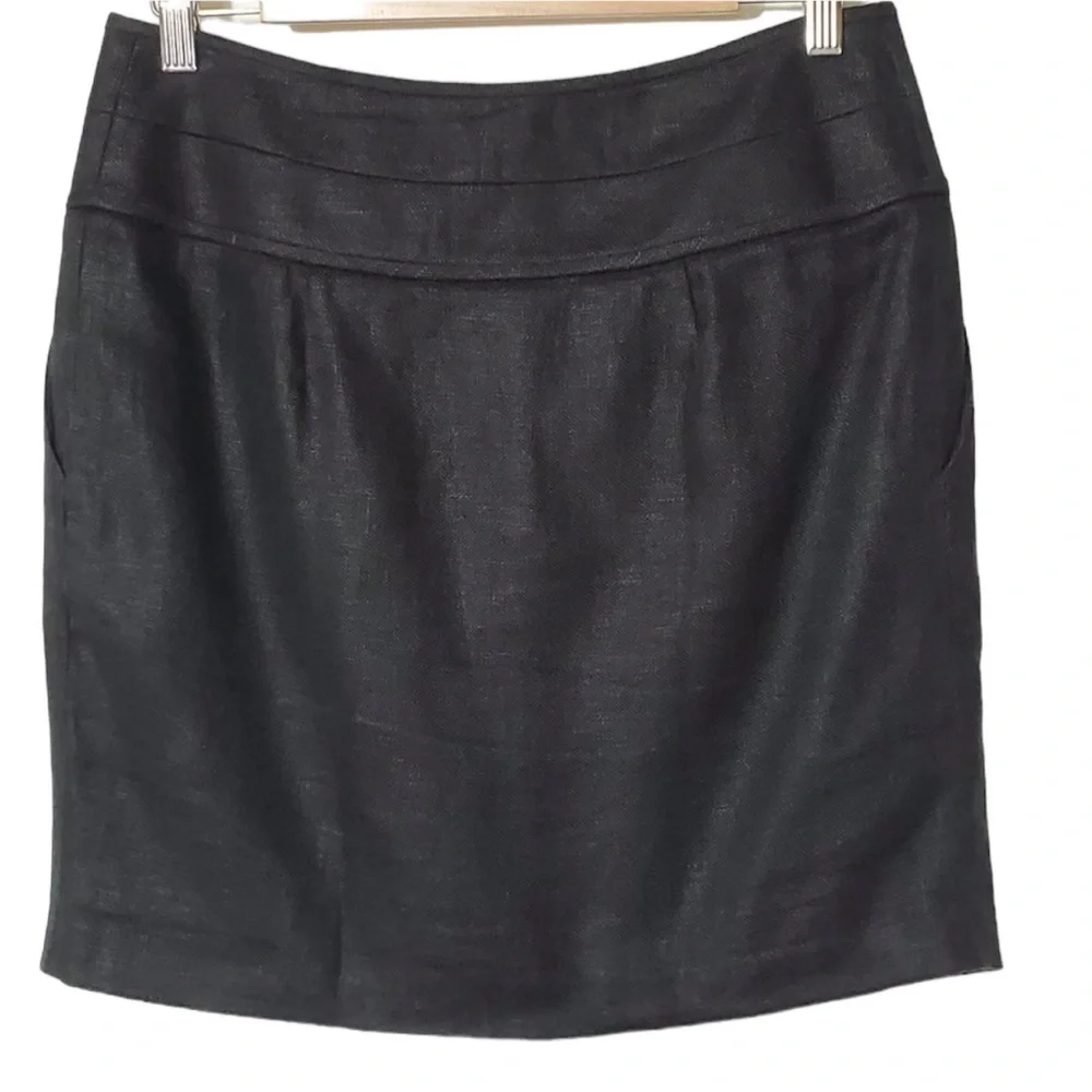 TORY BURCH LINEN BLACK SCHAFER PENCIL SKIRT 2